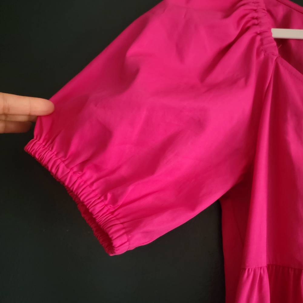 New INC International‎ Concepts Puff-Sleeved High-Low Midi Dress Medium Pink - Picture 9 of 14